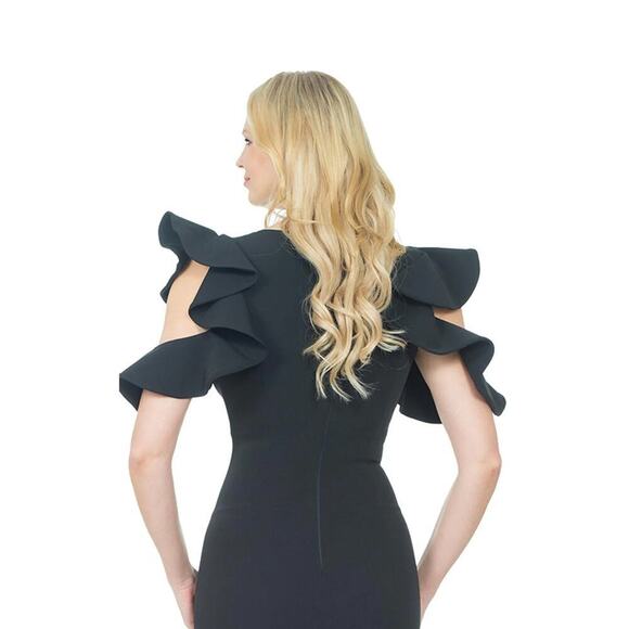 Posh Couture Ruffle Mermaid Gown Black Size M NWT - Picture 5 of 10